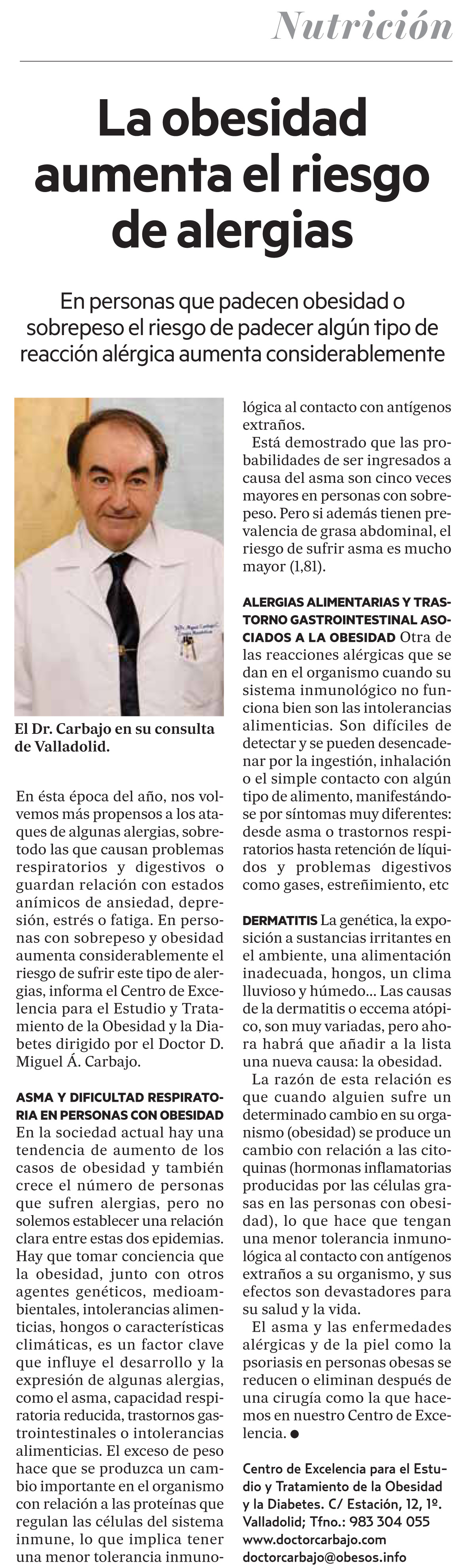 DESIA SALUD 23 Abril 2017- La obesidad aumenta el riesgo de alergias - Dr. Miguel Á. Carbajo 